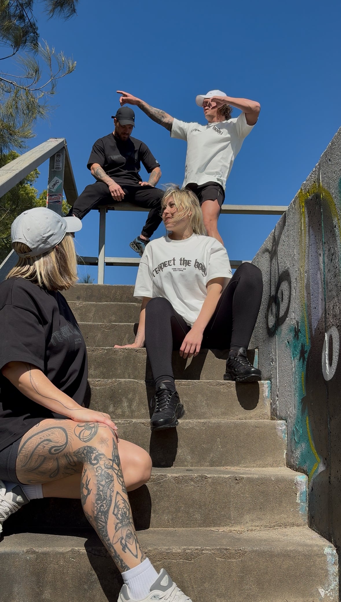 RESPECT THE BODY Vintage Drop T-Shirt WHITE