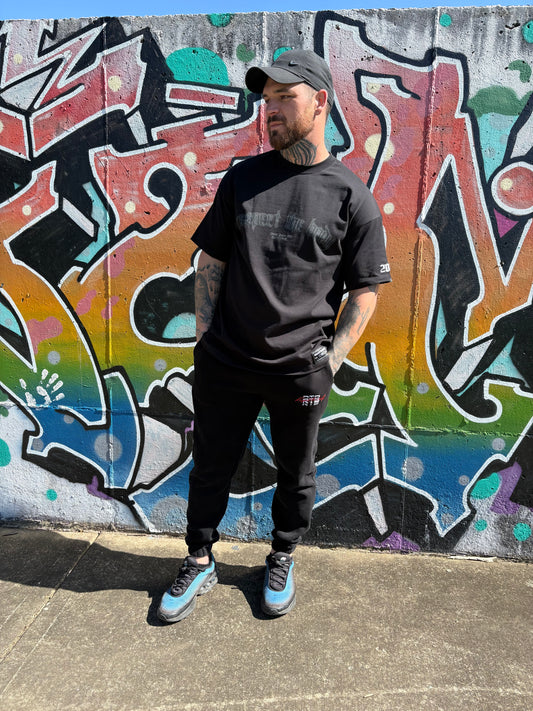 RESPECT THE BODY Vintage drop T-Shirt  BLACK