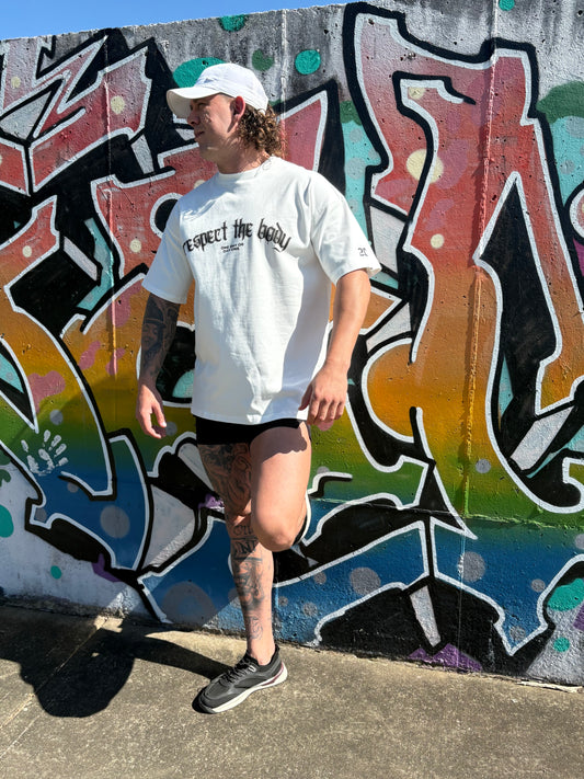 RESPECT THE BODY Vintage Drop T-Shirt WHITE