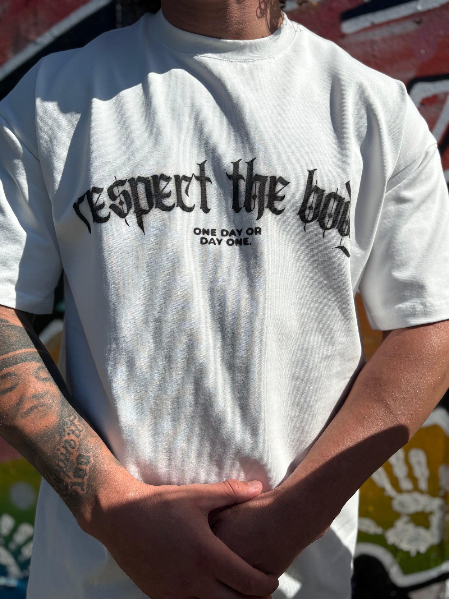 RESPECT THE BODY Vintage Drop T-Shirt WHITE